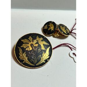 Vintage Sterling Silver pin brooche and clip earrings